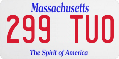 MA license plate 299TU0