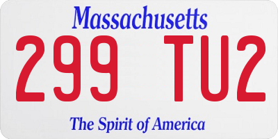 MA license plate 299TU2