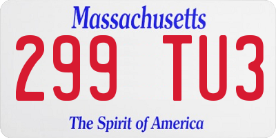 MA license plate 299TU3