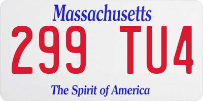 MA license plate 299TU4