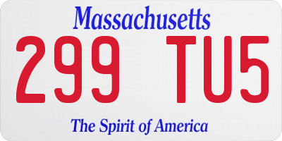 MA license plate 299TU5