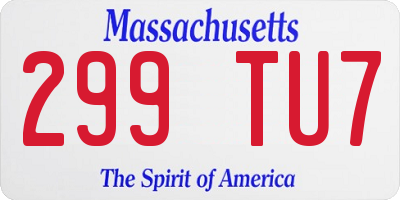MA license plate 299TU7