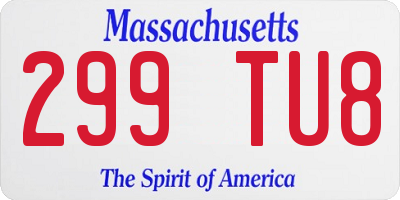 MA license plate 299TU8
