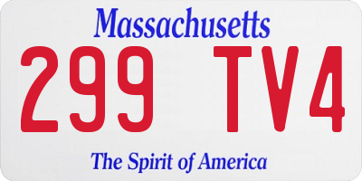 MA license plate 299TV4