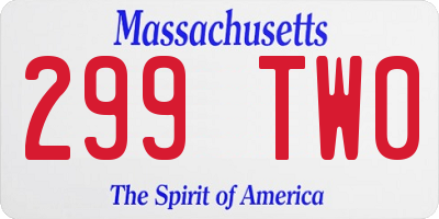 MA license plate 299TW0