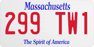 MA license plate 299TW1