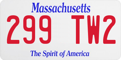 MA license plate 299TW2