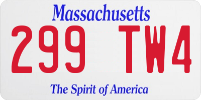 MA license plate 299TW4