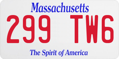 MA license plate 299TW6