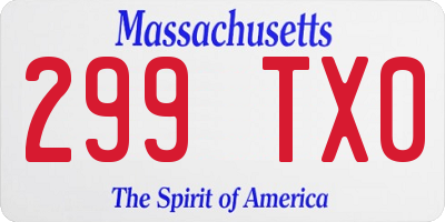 MA license plate 299TX0