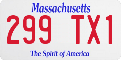 MA license plate 299TX1