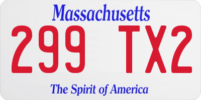 MA license plate 299TX2