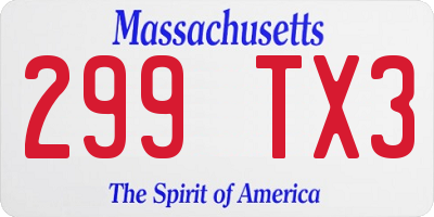 MA license plate 299TX3