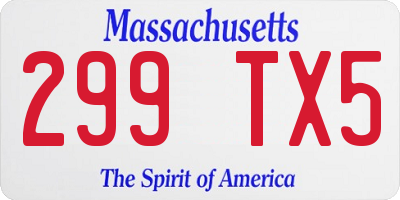 MA license plate 299TX5