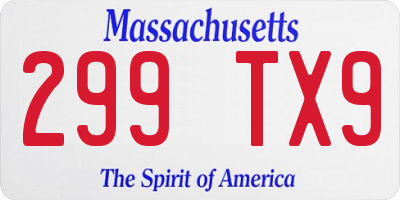 MA license plate 299TX9