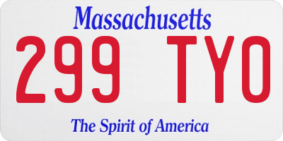 MA license plate 299TY0