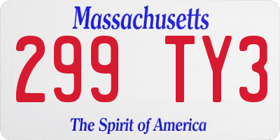 MA license plate 299TY3