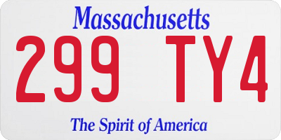 MA license plate 299TY4