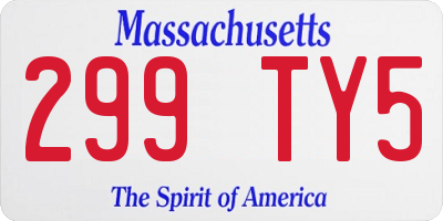 MA license plate 299TY5