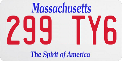 MA license plate 299TY6