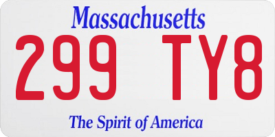 MA license plate 299TY8