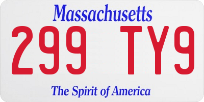 MA license plate 299TY9