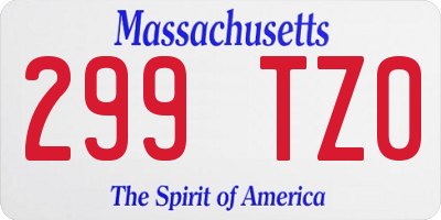 MA license plate 299TZ0