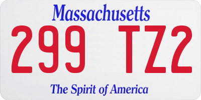MA license plate 299TZ2