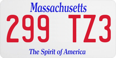 MA license plate 299TZ3