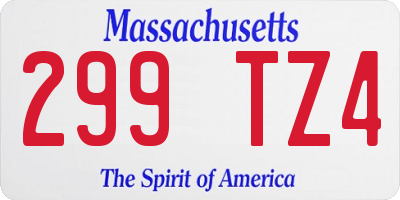 MA license plate 299TZ4