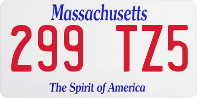 MA license plate 299TZ5