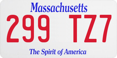 MA license plate 299TZ7