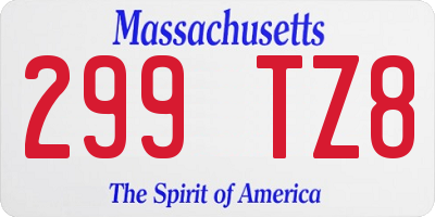 MA license plate 299TZ8