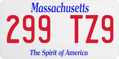 MA license plate 299TZ9