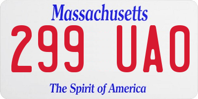 MA license plate 299UA0