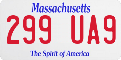 MA license plate 299UA9