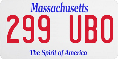 MA license plate 299UB0