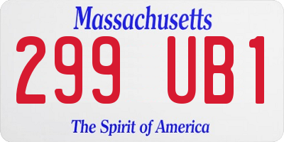 MA license plate 299UB1