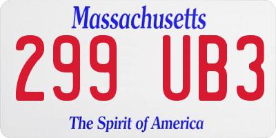 MA license plate 299UB3