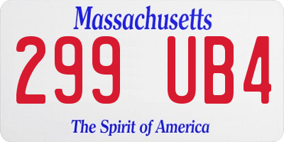 MA license plate 299UB4