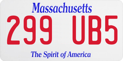 MA license plate 299UB5
