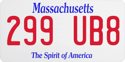 MA license plate 299UB8