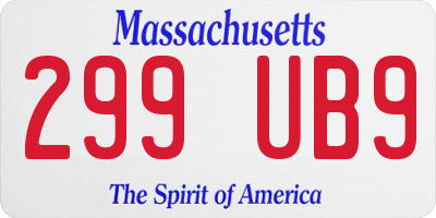 MA license plate 299UB9