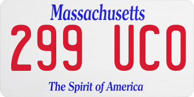 MA license plate 299UC0