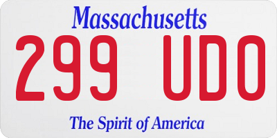 MA license plate 299UD0