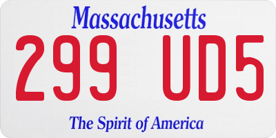 MA license plate 299UD5