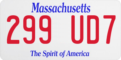 MA license plate 299UD7