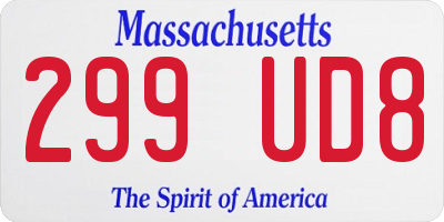 MA license plate 299UD8