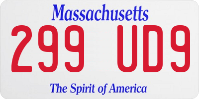 MA license plate 299UD9