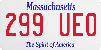 MA license plate 299UE0